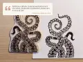 Tentation de linogravure facile : un tampon de tentacules de pieuvre et son impression.