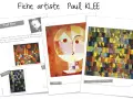 Fiche artiste Paul KLEE présentant des œuvres abstraites et géométriques, dont "Senecio" et "Jadis surgit du gris de la nuit".