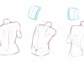 Trois études de torse humain en dessin observation, montrant différentes perspectives et volumes.