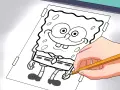 Une main tient un crayon pour apprendre comment décalquer avec du papier calque, traçant un dessin de Bob l'éponge.