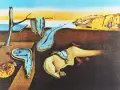 Le tableau de Salvador Dalí, La Persistance de la mémoire, présente des montres molles se fondant dans un paysage désertique surréaliste.