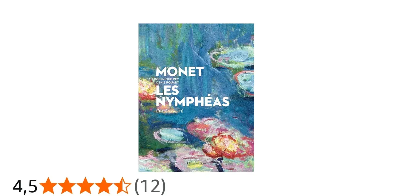 Couverture du livre "Monet, Les Nymphéas" présentant des œuvres d'art de Claude Monet, avec des nénuphars aux couleurs vives.