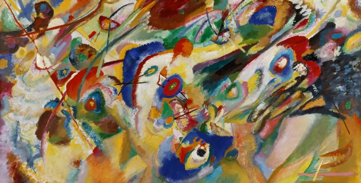 Composition VIII, une œuvre majeure de Vassily Kandinsky, explose en formes et couleurs vibrantes, évoquant une symphonie visuelle abstraite.