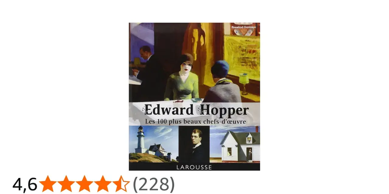 Couverture du livre "Edward Hopper : Les 100 plus beaux chefs-d'œuvre", présentant des scènes emblématiques de ses œuvres.