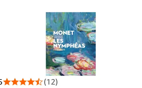 Couverture du livre "Monet, Les Nymphéas" présentant des œuvres d'art de Claude Monet, avec des nénuphars aux couleurs vives.