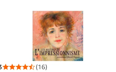 Portrait d'une femme aux cheveux roux, couverture du livre "Les Maîtres de l'Impressionnisme", présentant des peintres impressionnistes célèbres.