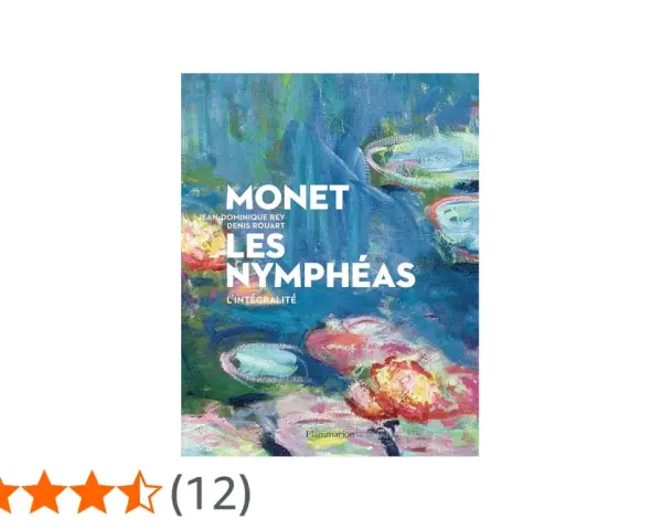 Couverture du livre "Monet, Les Nymphéas" présentant des œuvres d'art de Claude Monet, avec des nénuphars aux couleurs vives.