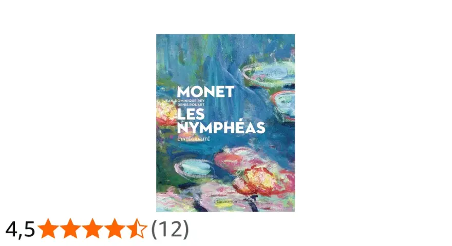 Couverture du livre "Monet, Les Nymphéas" présentant des œuvres d'art de Claude Monet, avec des nénuphars aux couleurs vives.