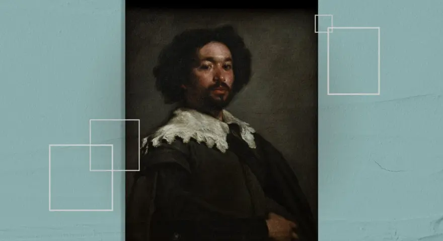 Portrait d'homme, une peinture célèbre aux tons sombres, capturant un regard intense.