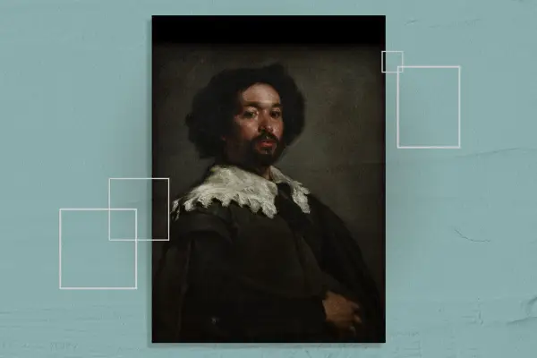 Portrait d'homme, une peinture célèbre aux tons sombres, capturant un regard intense.